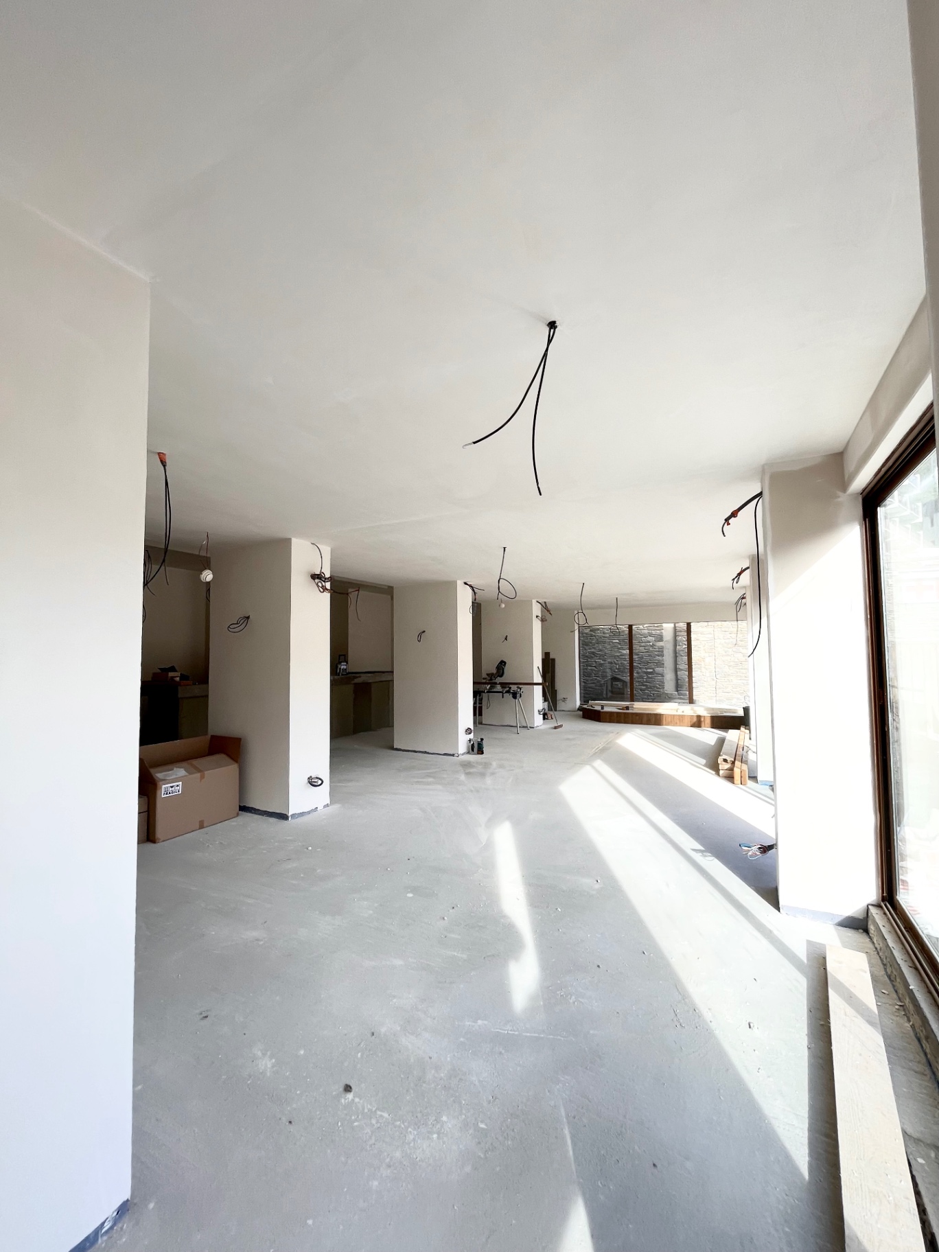Chalet interior stripped back during a renovation project